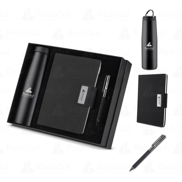 RD 8130300-Kit escritório personalizado com Caderno, Garrafa e Caneta Metalica RD 8130300-Kit escritório personalizado com Caderno, Garrafa e Caneta Metalica